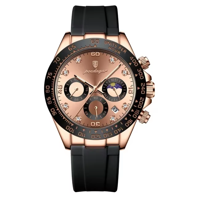 POEDAGAR 629 Luxury Casual Top Brand Watch Business Sport Chronograph Date Luminous Waterproof Silicone Strap Men’s Watch Male